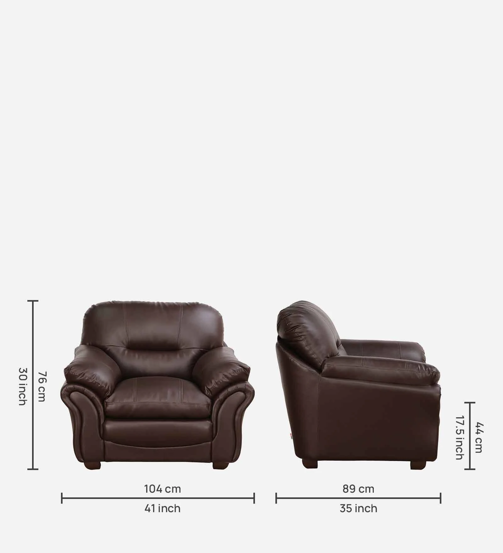 Adalia Leatherette 1 Seater Sofa In Brown Colour - Image 5