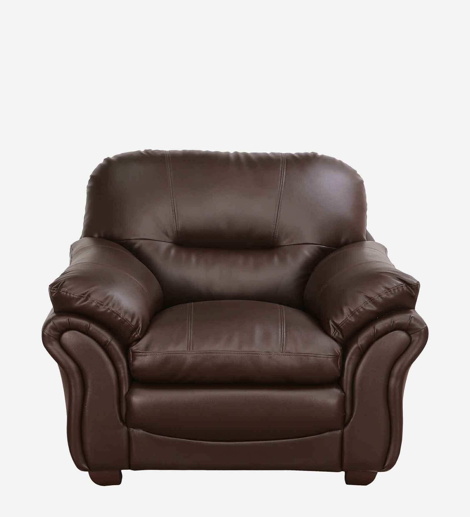 Adalia Leatherette 1 Seater Sofa In Brown Colour - Image 2