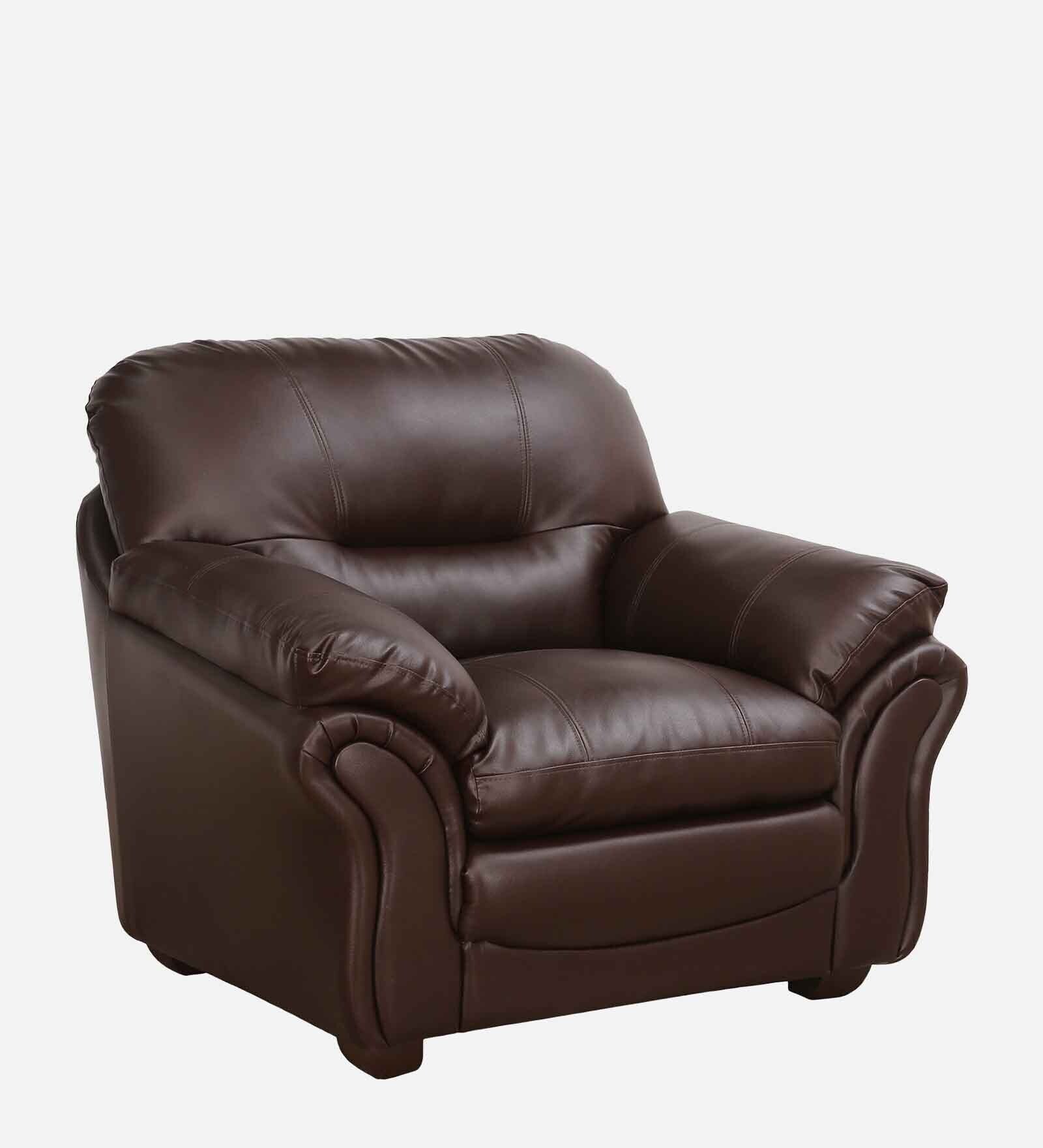Adalia Leatherette 1 Seater Sofa In Brown Colour - Image 4