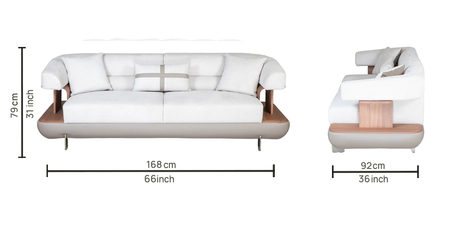 Denali 2 Seater Sofa In White And Grey Color - Image 4