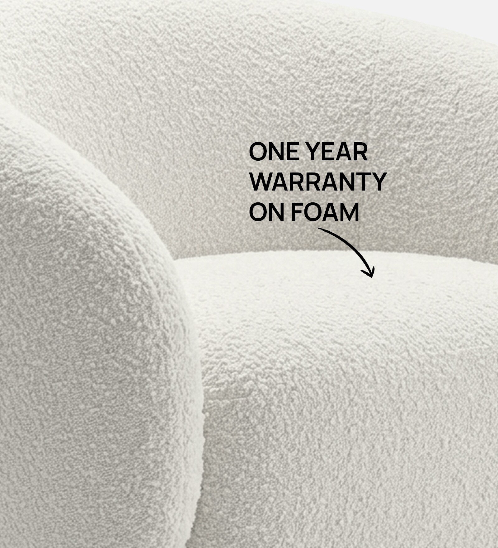 Elegant Ensemble Boucle 1 Seater Sofa In White Colour - Image 10