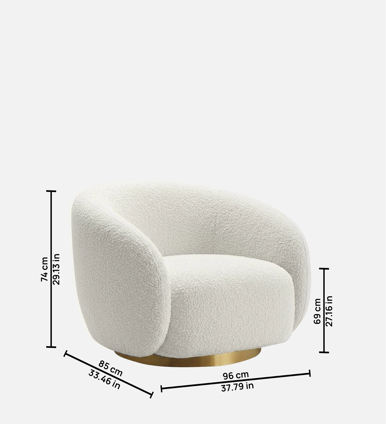 Elegant Ensemble Boucle 1 Seater Sofa In White Colour - Image 6