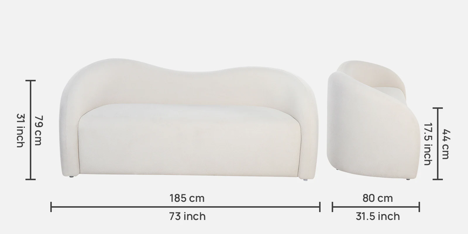 Lunara Boucle Fabric 2 Seater Sofa In Off-White Color - Image 5
