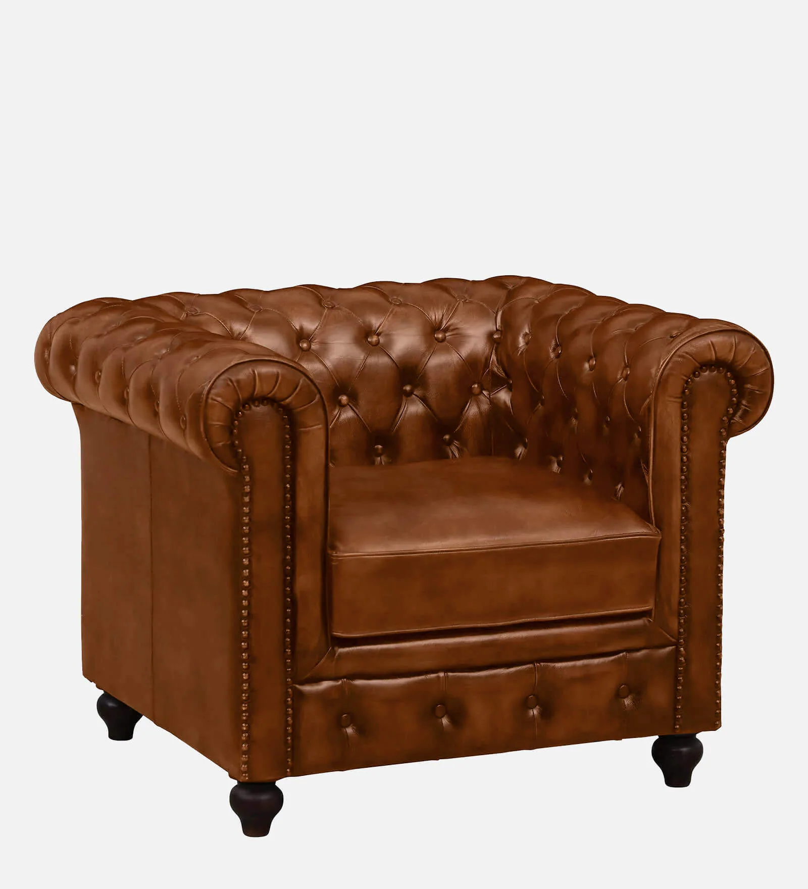 Miceli Leather 1 Seater Sofa In Tan Finish - Image 5