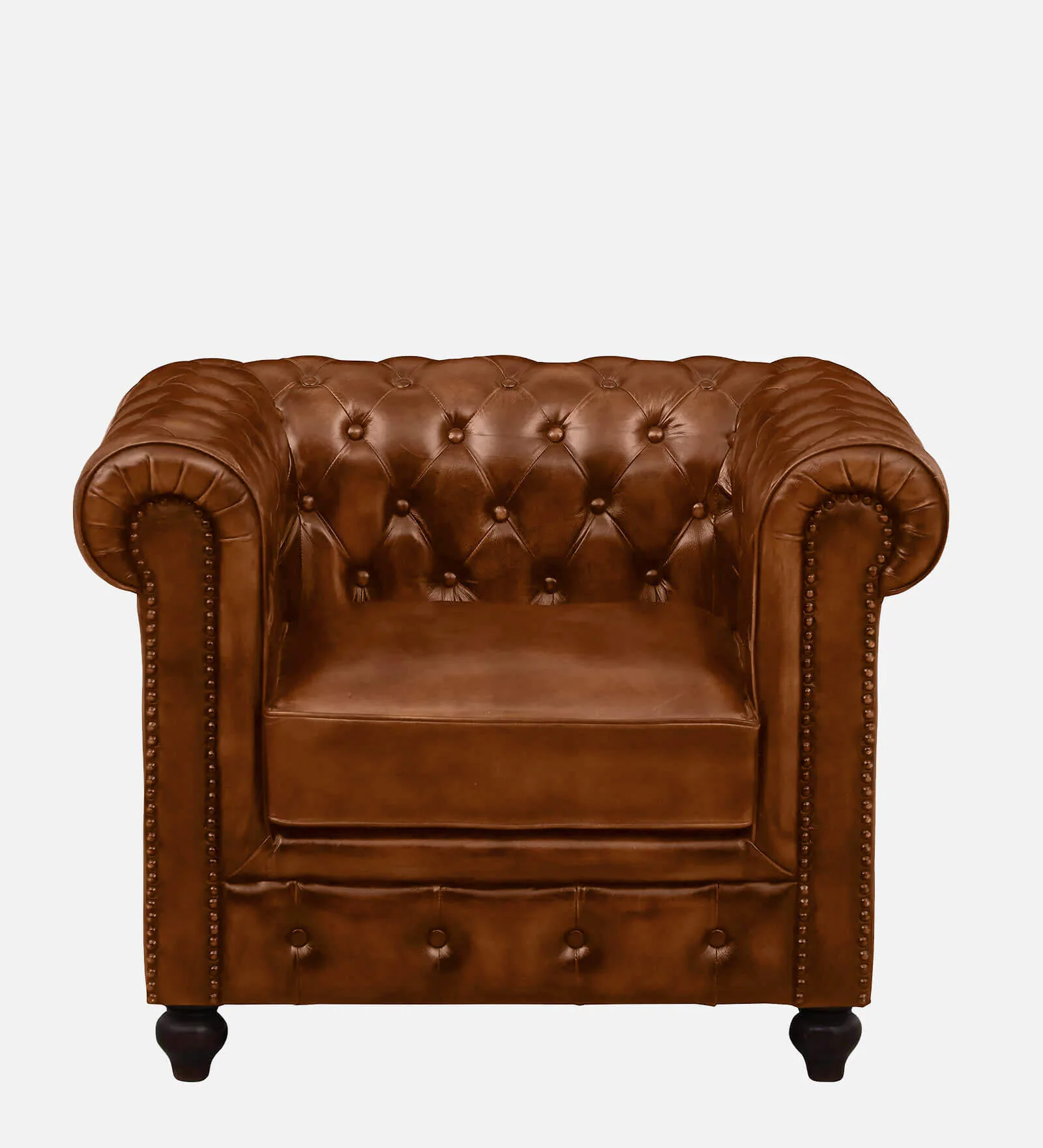 Miceli Leather 1 Seater Sofa In Tan Finish - Image 6