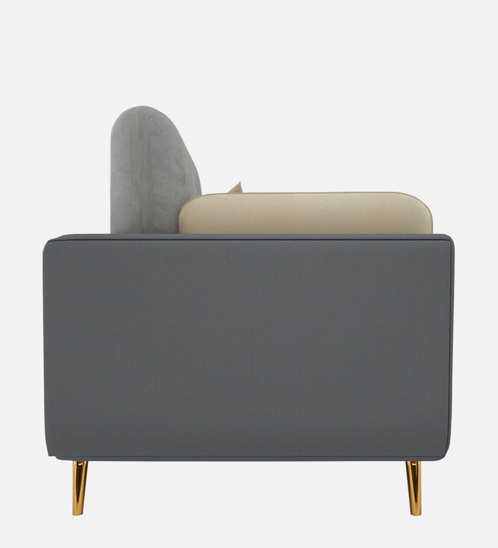Montez Velvet 1 Seater Sofa in Grey & Beige Colour - Image 6