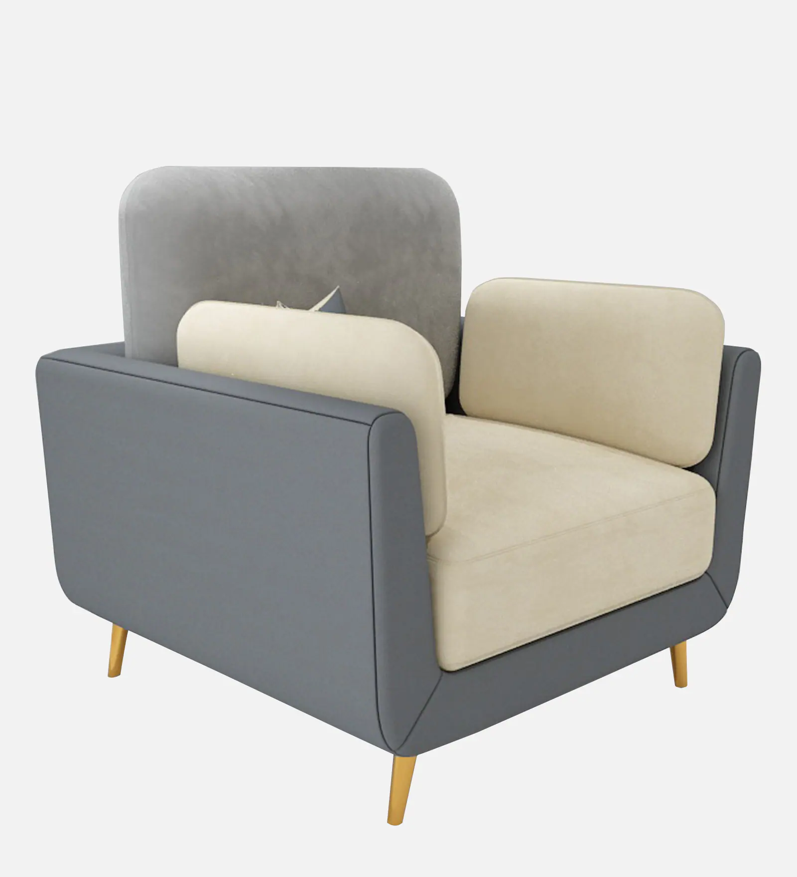 Montez Velvet 1 Seater Sofa in Grey & Beige Colour - Image 3