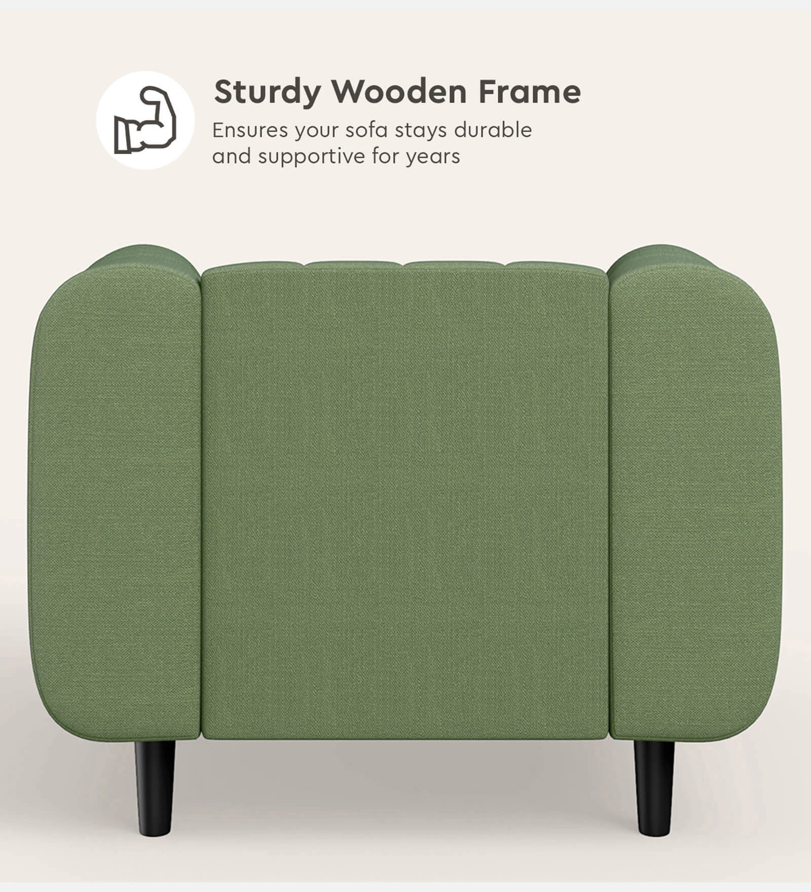 Paramount Fabric 1 Seater Sofa In Green Colour - Image 5