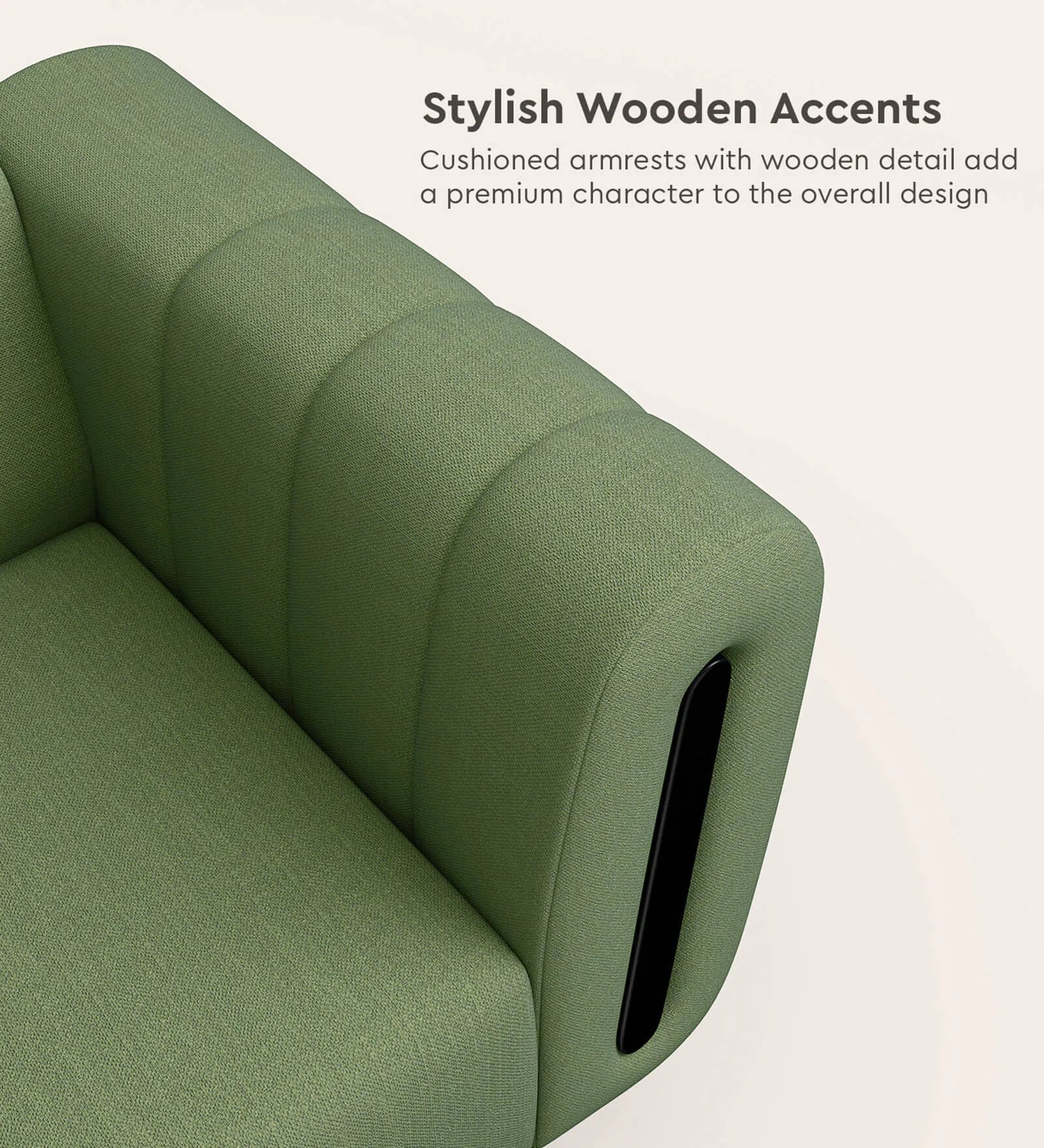 Paramount Fabric 1 Seater Sofa In Green Colour - Image 4