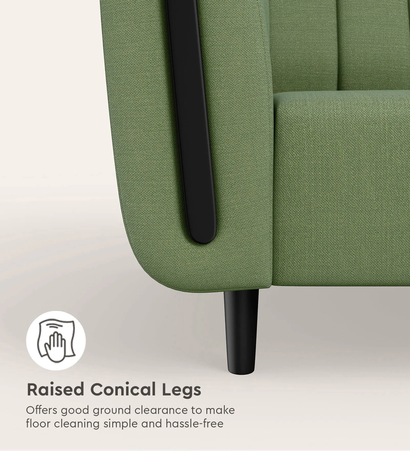 Paramount Fabric 1 Seater Sofa In Green Colour - Image 6
