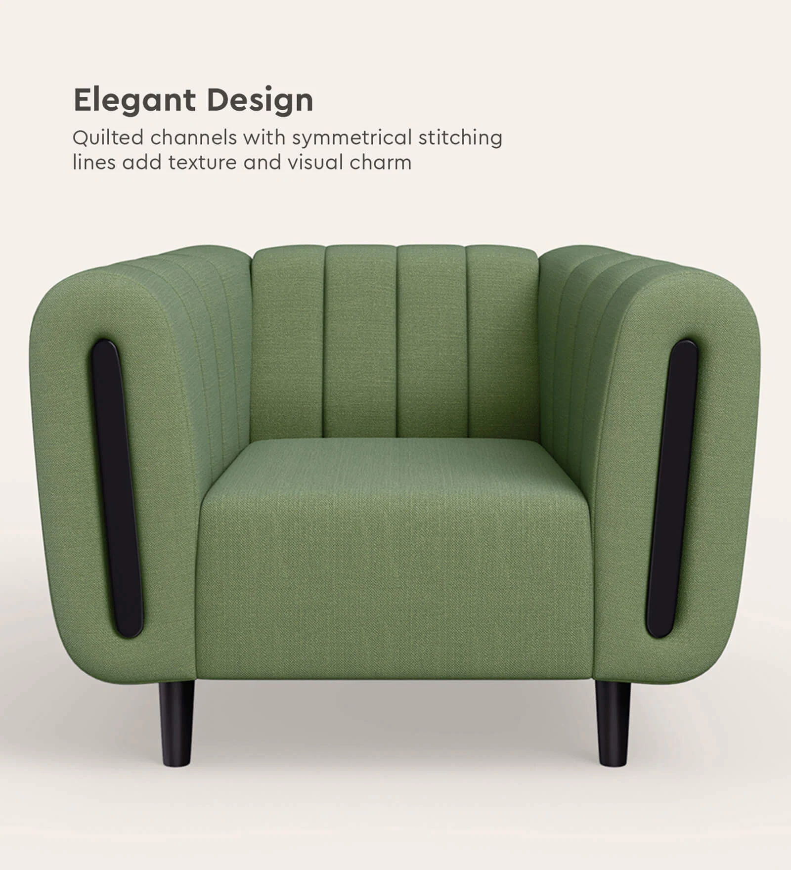 Paramount Fabric 1 Seater Sofa In Green Colour - Image 3