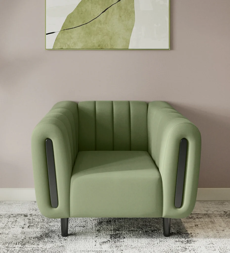 Paramount Fabric 1 Seater Sofa In Green Colour