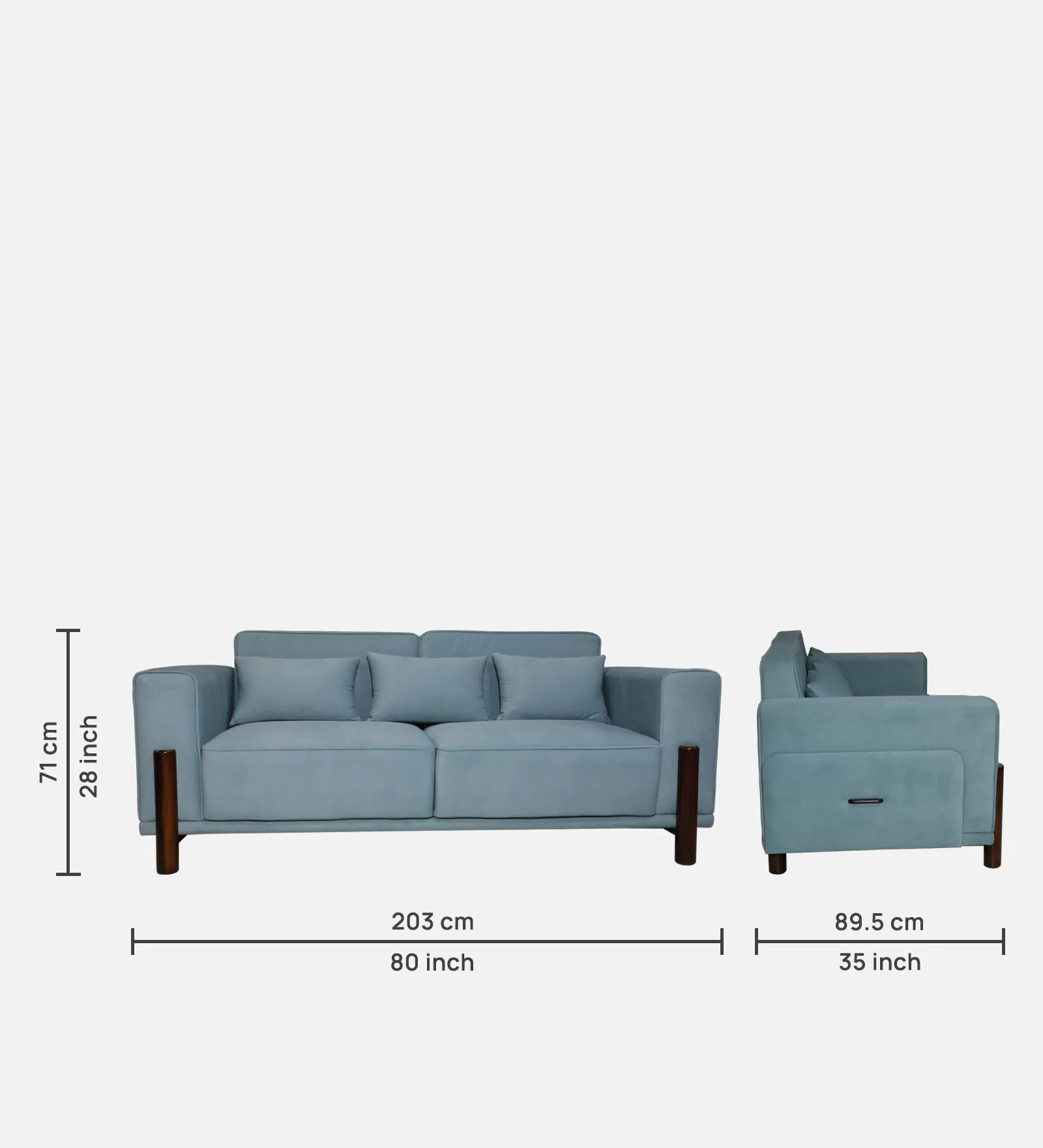 Venessa Fabric 3 Seater Sofa In Blue Color - Image 3